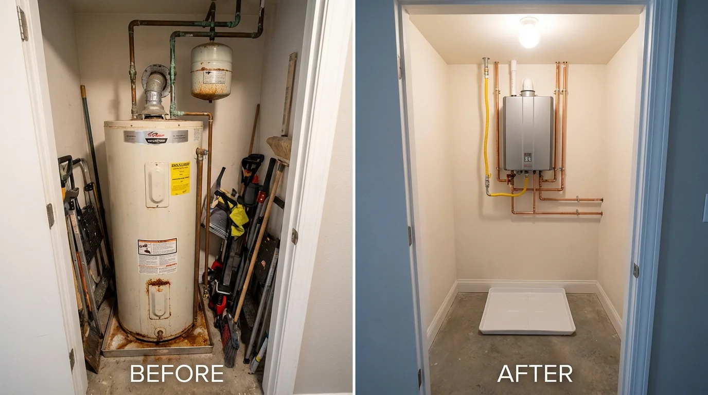 Tank water heater versus wall-mounted tankless unit comparison for Grapevine, TX homeowners