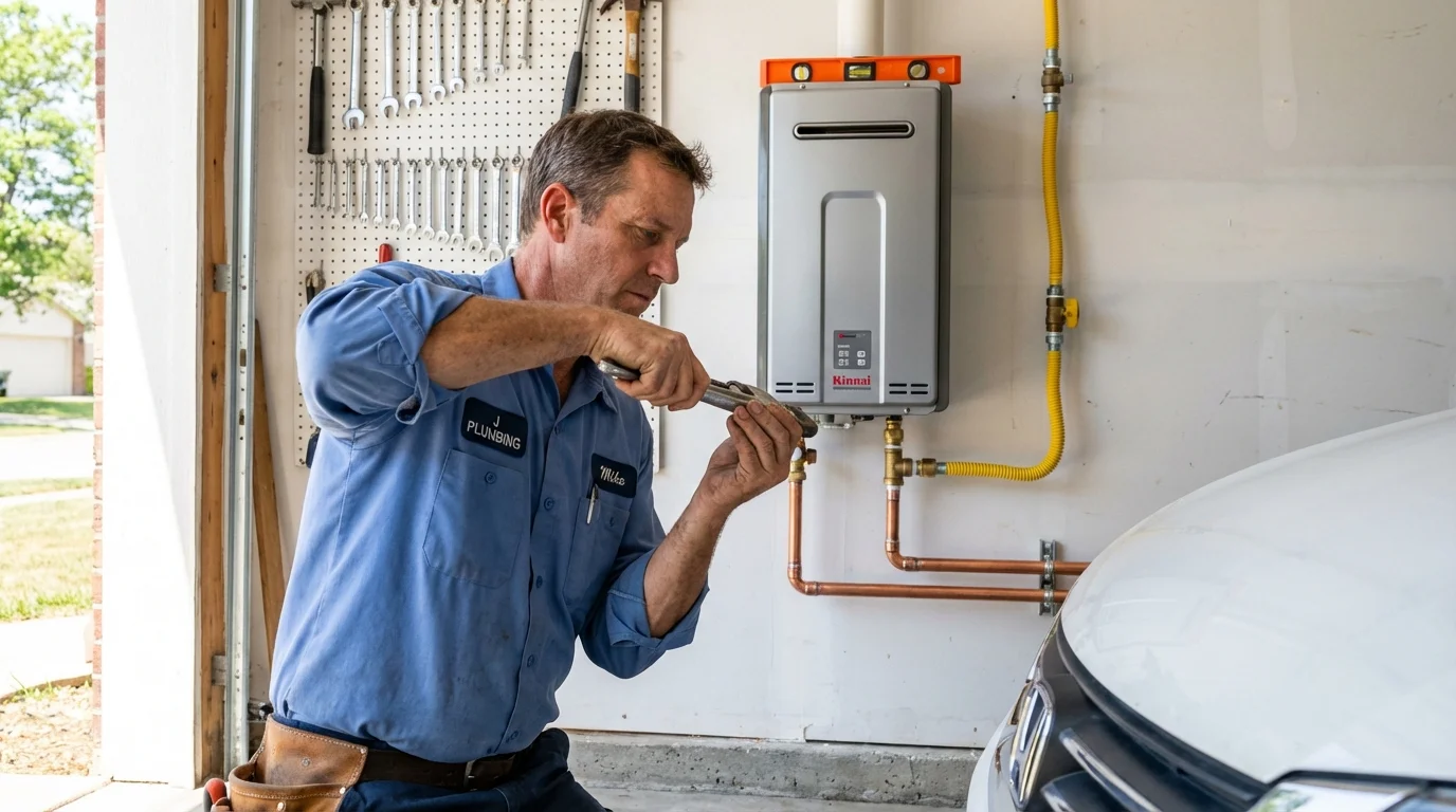 Tankless water heater installation by a Johns Plumbing LLC plumber in Grapevine